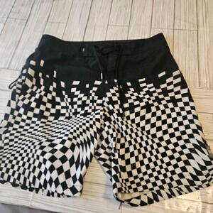 Vans 18" 4-Way Stretch Swim Board Shorts Mens 29 Black & White Graphic Design